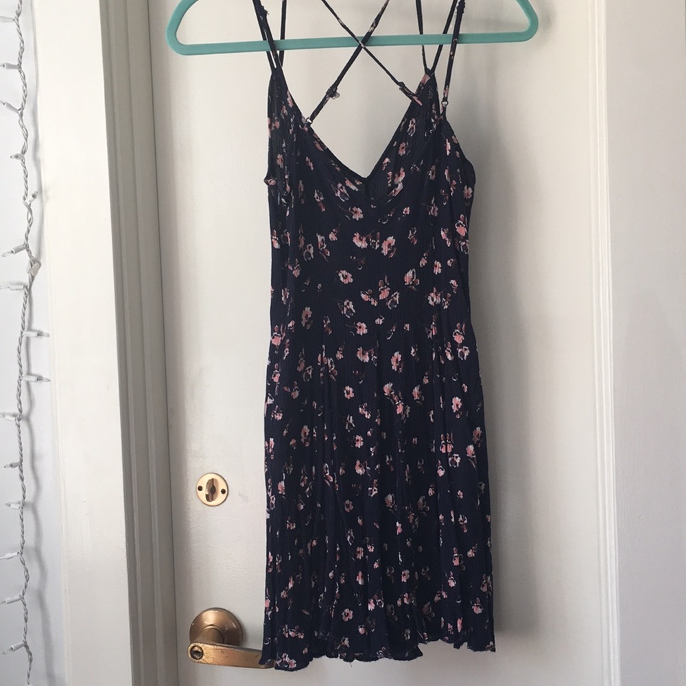 Blue with pink flower dress